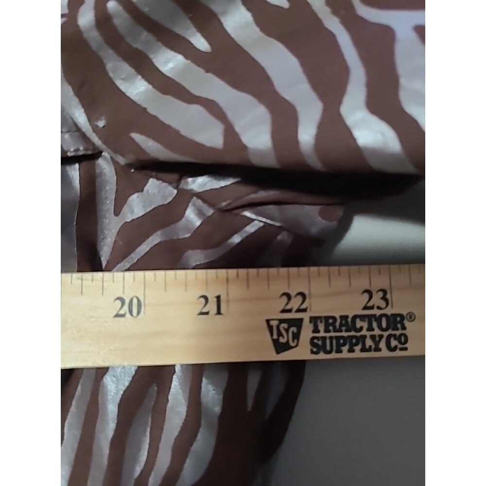 Zoe D Trench Coat Jacket Brown Long Sleeve Button Up Lined Outerwear Coat Zebra - Picture 2 of 12